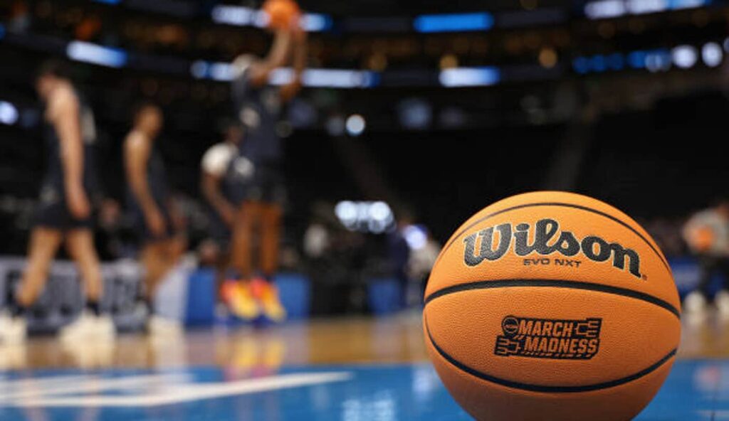 Salt lake city utah detail of a basketball on the court as nevada wolf pack practice ahead of.jpg